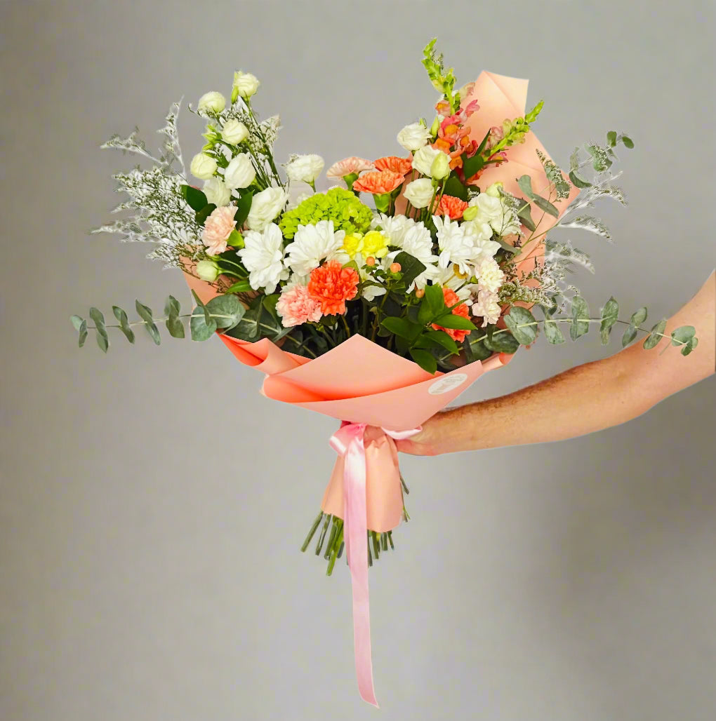 flower bouquet de fleurs pink orange white blanc